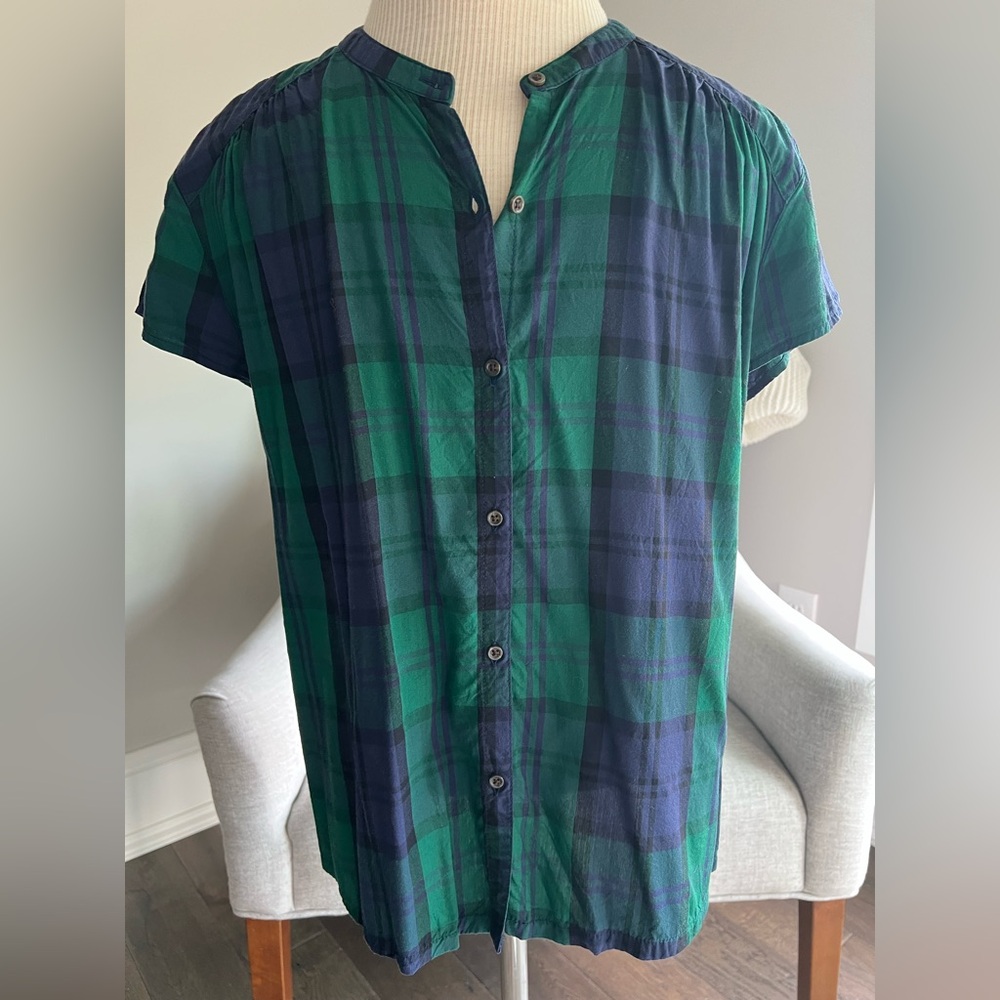 Old Navy Green & Blue Plaid Women's Blouse